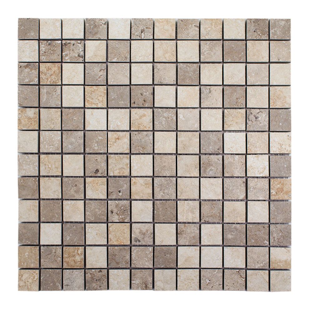 Mosaico TRAVERTINO 2,3x2,3  chiaro/noce Feinsteinzeugmosaik